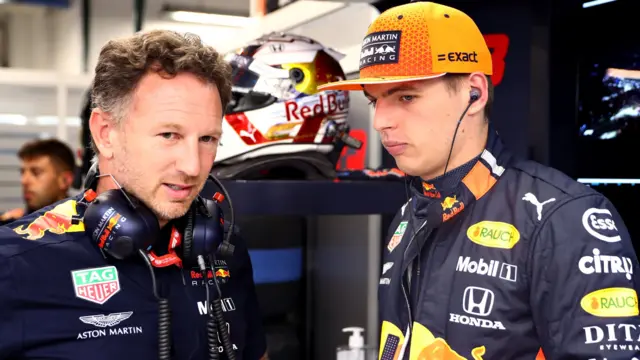 Christian Horner and Max Verstappen