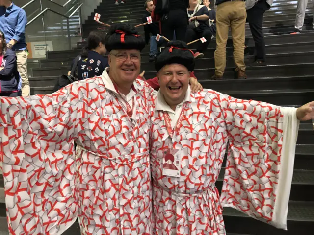 Two men dressed as Geishas