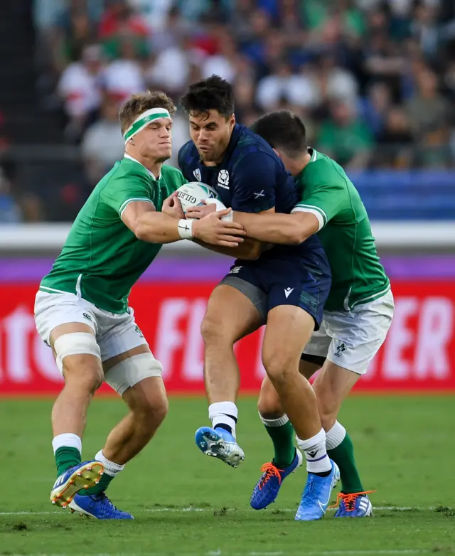 Josh van der Flier tackles Sean Maitland