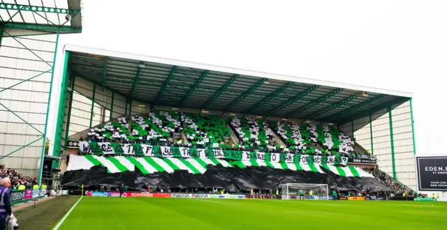 Hibs fans pre-match display