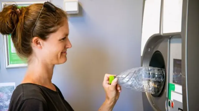 Automatic recycling machines like this one are found in every supermarket in Denmark and a similar approach is being planned for Scotland