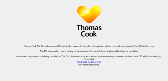 Thomas Cook's website