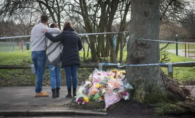 Crime scene and flowers