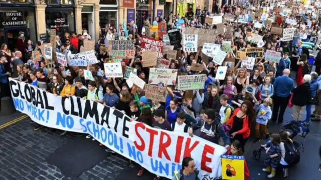 Climate change campaigners in Edinburgh