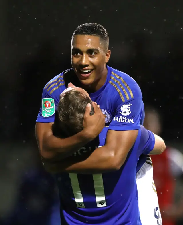 Youri Tielemans celebrates