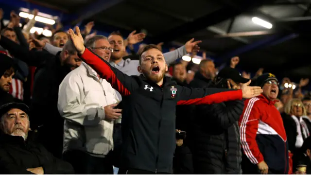 Southampton fans at Fratton Park