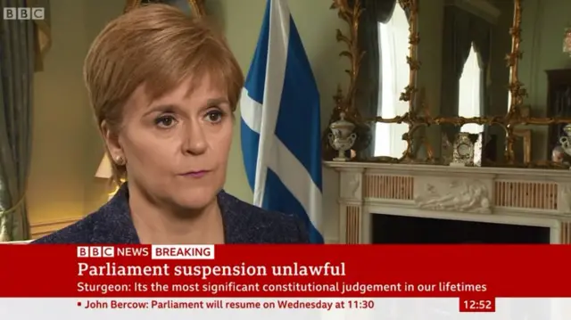 First Minister Nicola Sturgeon reacts to Supreme Court ruling