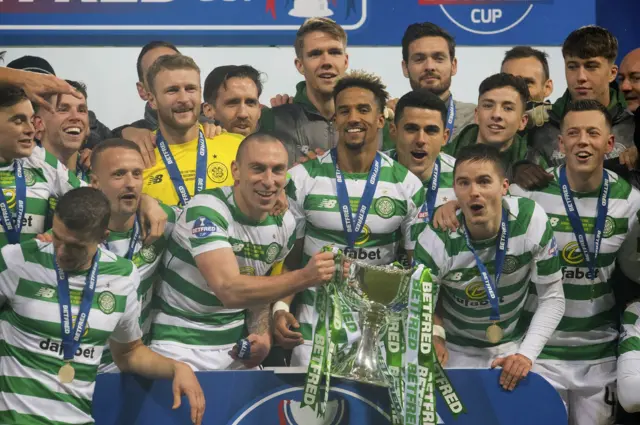 Celtic celebrate last season's League Cup final victory