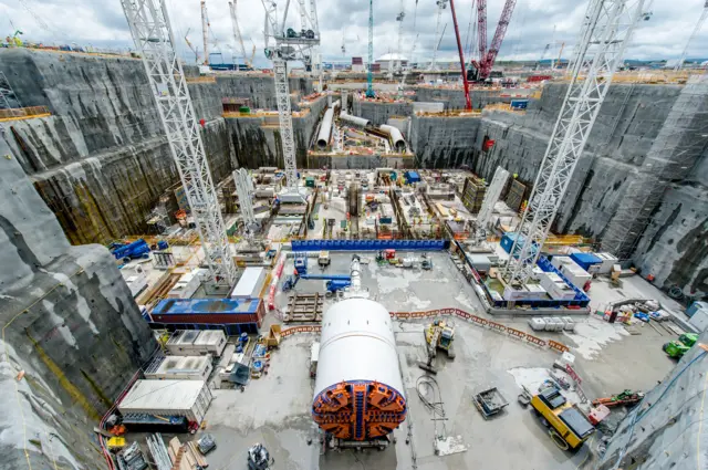 Building work at the Hinkley Point C nuclear power project in Somerset