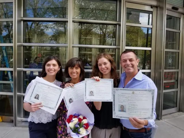 Paul Skinner and his family after becoming US citizens