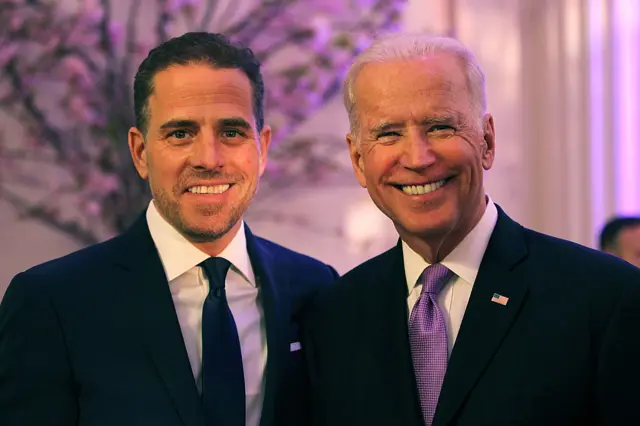 Hunter Biden (L) and U.S. Vice President Joe Biden