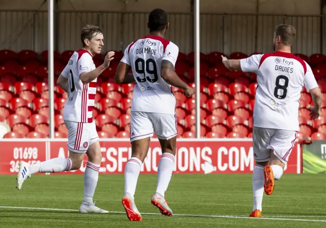 Blair Alston (left) levelled for Accies