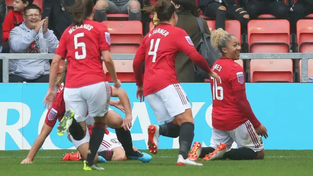 Manchester United's Lauren James enjoys her goal