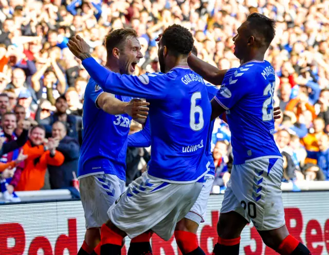 Greg Stewart (left) scored his first goal for Rangers