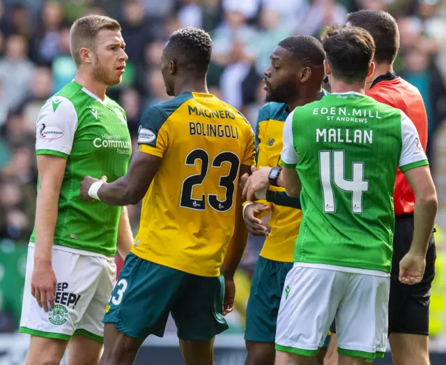 Tempers fray at Easter Road as Josh Vela and Olivier Ntcham clash