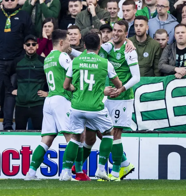 Hibs celebrate goal