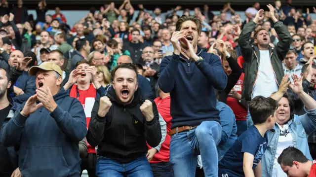 Charlton fans celebrate