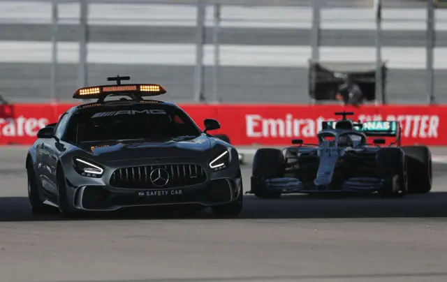 Safety car in front of Hamilton