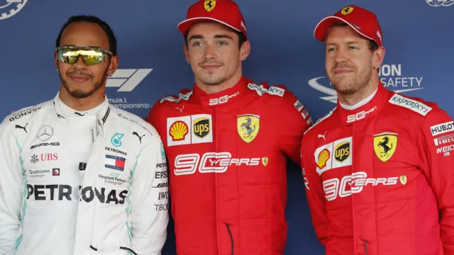 Lewis Hamilton, Charles Leclerc and Sebastian Vettel