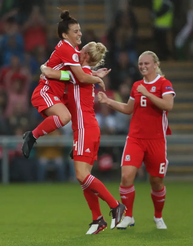 Angharad James celebrates