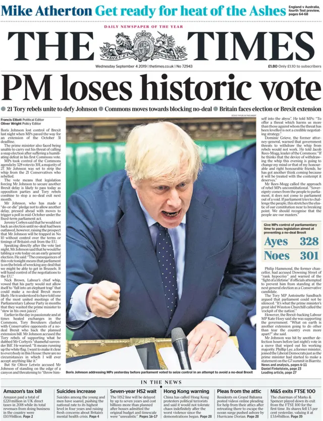 Front page of the Times