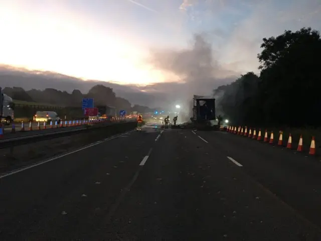 Scene of lorry fire