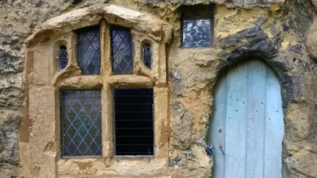 Smashed medieval window at Chapel of Our Lady of the Crag