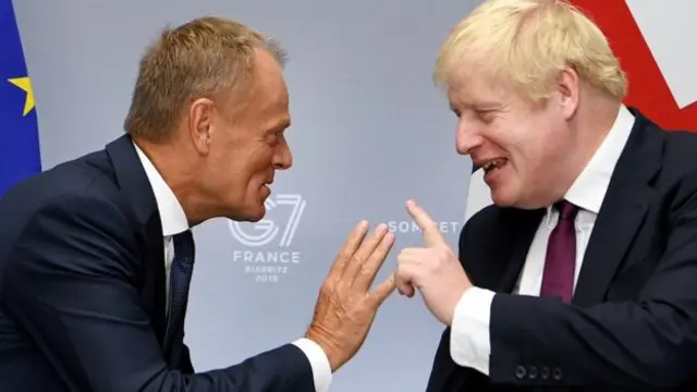 Donald Tusk and Boris Johnson