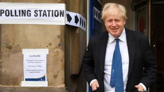 Boris Johnson at a polling station