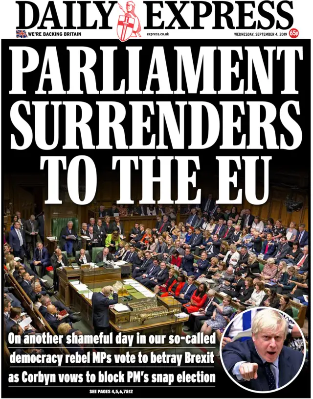 Front page of the Daily Express