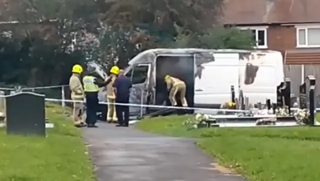 Burned out van