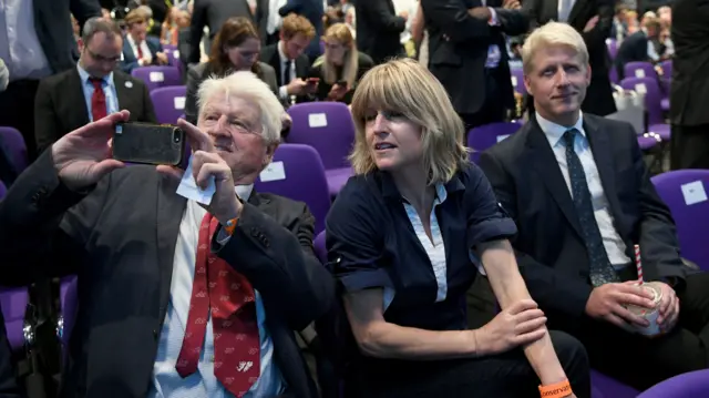 Boris Johnson's father, Stanley Johnson; his sister Rachel; and brother Jo.