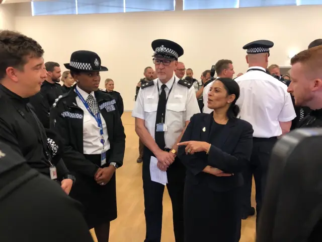 Home Secretary Priti Patel with West Yorkshire Police officers