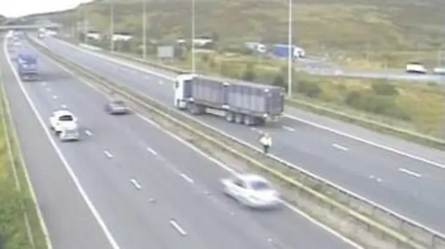 A lorry being turned around