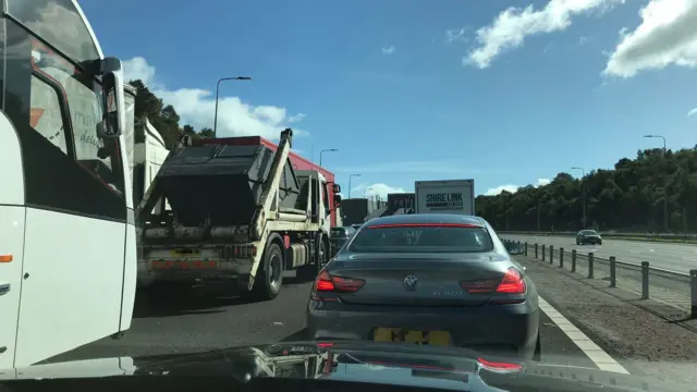 Cars sat in traffic