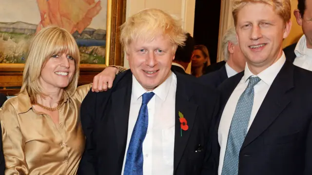 Rachel Johnson, Mayor of London Boris Johnson and Jo Johnson attend the launch of Boris Johnson"s new book "The Churchill Factor: How One Man Made History" at Dartmouth House on October 22, 2014