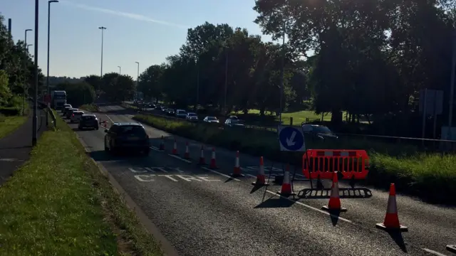 Closed off section of flyover