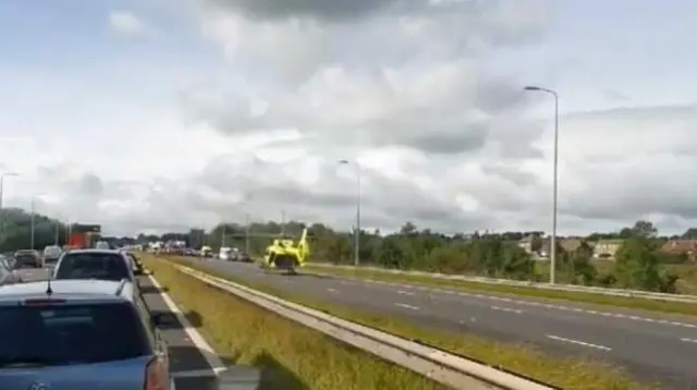 An air ambulance at the scene