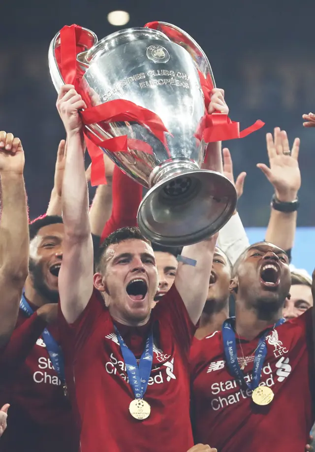 Andy Robertson lifts the European Cup