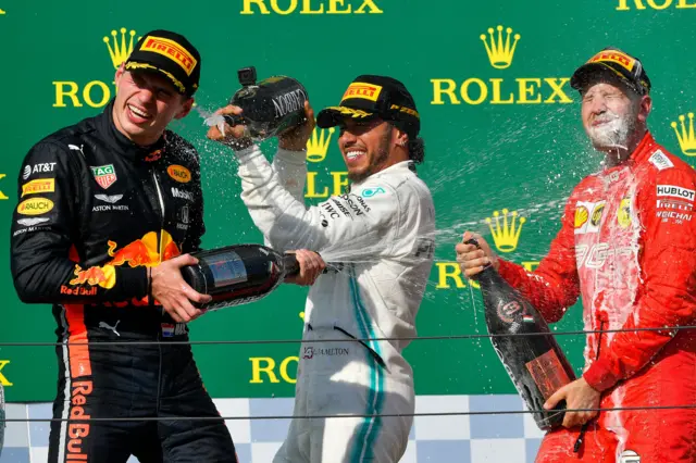 Max Verstappen, Lewis Hamilton and Sebastian Vettel