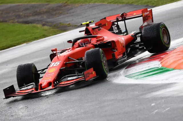 Charles Leclerc out on the track during first practice