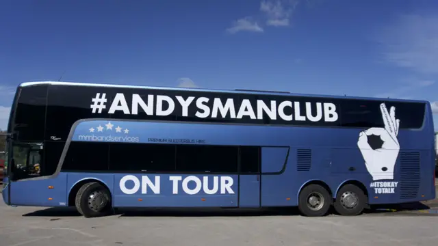 Andy's Man Club tour bus