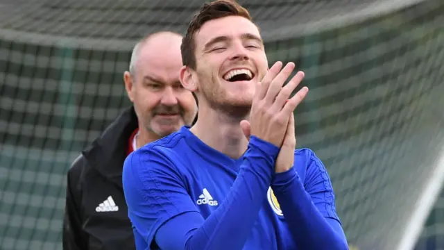 Scotland skipper Andy Robertson at training this week