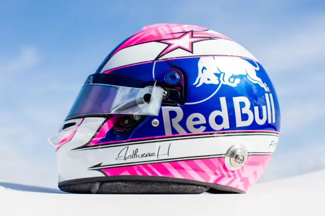 Pierre Gasly's helmet for the Italian GP with a dedication to Anthoine Hubert, who died following a crash in the Formula 2 race at Spa-Francorchamps in Belgium last weekend