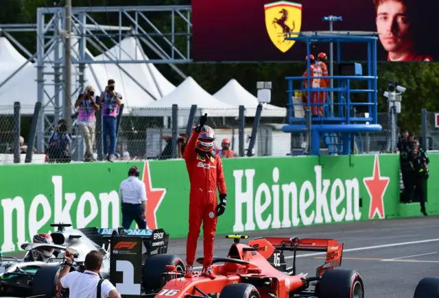 Charles Leclerc celebrates