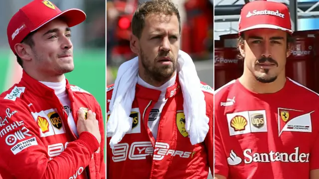 Charles Leclerc, Sebastian Vettel and Fernando Alonso in Ferrari colours