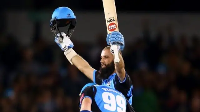 Moeen celebrates his T20 ton