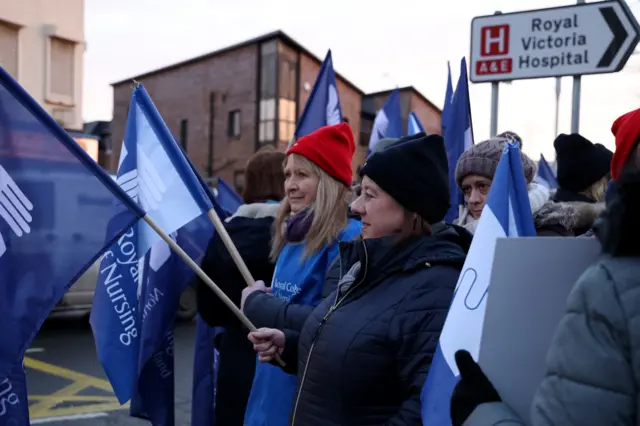 Health workers on strike in Belfast