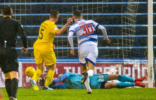 Dunfermline's Euan Murray scores against Morton