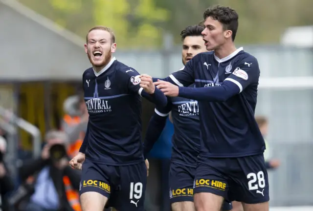 Zak Rudden celebrates scoring for Falkirk